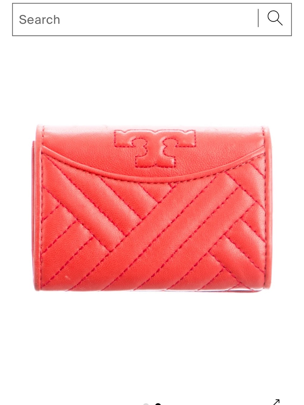 Tory Burch Red Quilted Slim Leather Card Holder